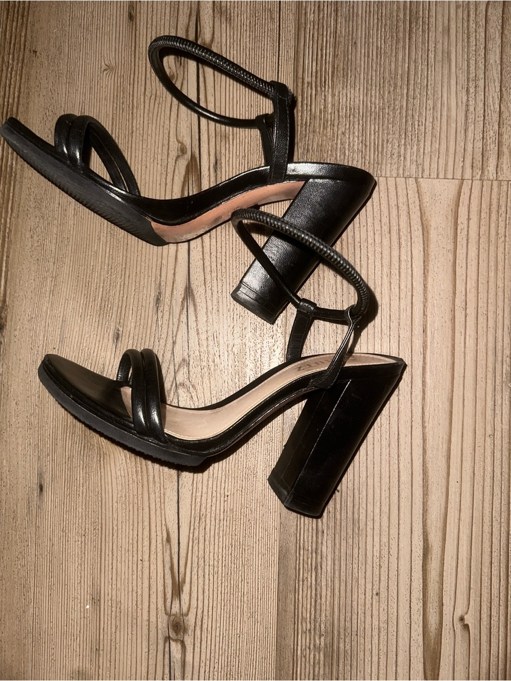 SCHUTZ Black Strappy Block Heel Sandals